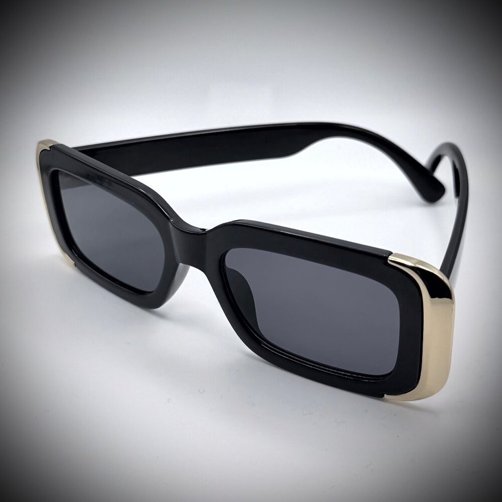 ANTHROPOLOGIE - I-SEA Ali Gold-Plated Black Sunglasses - Picture 3 of 9
